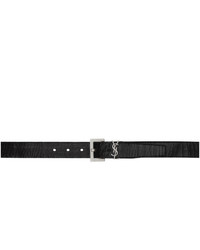 Saint Laurent Black Crinkled Leather Belt