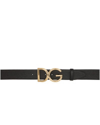 Dolce And Gabbana Black Dauphine Logo Belt