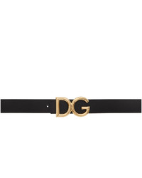 Dolce and Gabbana Black Leather Dg Logo Belt