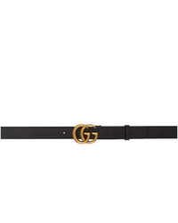 Gucci Black Leather Double G Belt