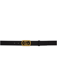 Gucci Black Leather Framed Gg Belt