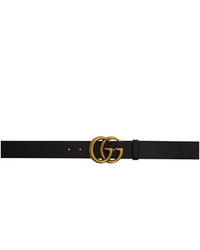 Gucci Black Leather Gg Belt