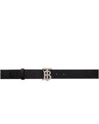Burberry Black Leather Monogram Tb Belt