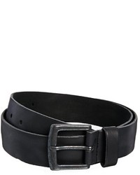 Asos Brand Leather Belt In Black With Distressed Finish