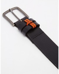 Asos Brand Leather Belt In Black With Keeper Detail