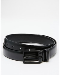 Asos Brand Smart Belt In Black Faux Leather With Rubber Finish And Black Buckle