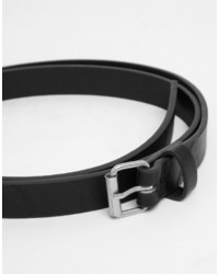 Asos Brand Super Skinny Belt In Black Faux Leather