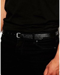 Asos Brand Super Skinny Belt In Black Faux Leather