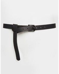 Asos Brand Super Skinny Long Ended Belt In Black Faux Leather