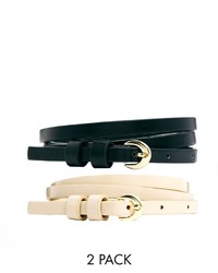 Asos Collection 2 Pack Blacknude Super Skinny Waist And Hip Belt