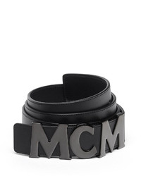 MCM Collection Logo Letter Leather Belt Black