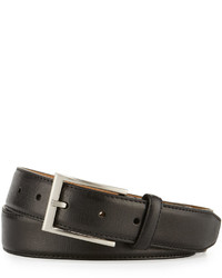 Neiman Marcus Crosshatched Leather Belt Black