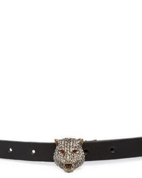 Gucci Crystal Tiger Head Leather Belt