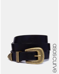 Asos Curve Western Buckle And Tipped Detail Waist And Hip Belt