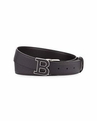 Bally Enamel B Buckle Reversible Leather Belt Black