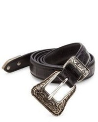Saint Laurent Engraved Buckle Leather Belt
