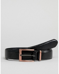 New Look Faux Leather Belt With Gold In Black