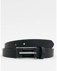 ASOS DESIGN Faux Leather Skinny Belt In Black With Covered