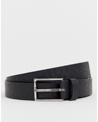 ASOS DESIGN Faux Leather Slim Belt In Black With Design Emboss