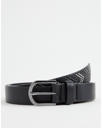 ASOS DESIGN Faux Leather Slim Belt In Black With Silver Studding