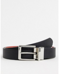 ASOS DESIGN Faux Leather Slim Reversible Belt In Black And Redred