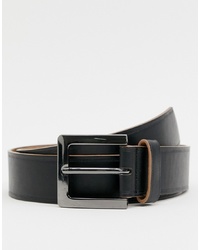 ASOS DESIGN Faux Leather Wide Belt In Black With Contrast Edge