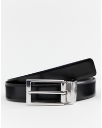 Hugo Gilvion Reversible Logo Keeper Leather Belt In Black