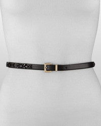 Valentino Glam Crystal Flower Leather Belt