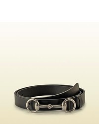 Gucci Black Leather Belt With Horsebit Buckle