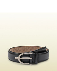 Gucci Black Leather Belt With Spur Buckle