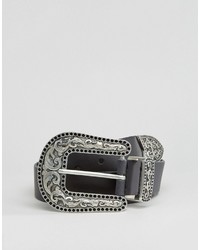 Asos Large Buckle Leather Western Waist And Hip Belt