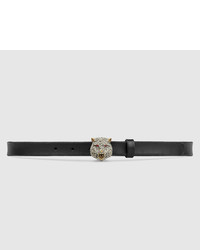 Gucci Leather Belt With Feline Buckle