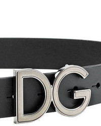 Dolce & Gabbana Leather Belt With Lettered Logo Buckle