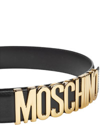 Moschino Leather Belt With Logo Buckle
