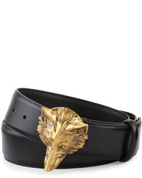 Gucci Leather Belt With Wolf Buckle