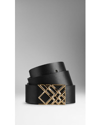 Burberry Leather Check Buckle Belt