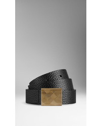 Burberry Leather Embossed Check Plaque Buckle Belt