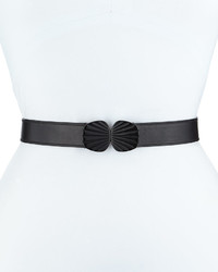 Carolina Herrera Leather Front Clasp Belt Black