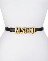 Moschino Leather Logo Belt Black