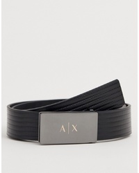 Armani Exchange Leather Logo Belt In Black