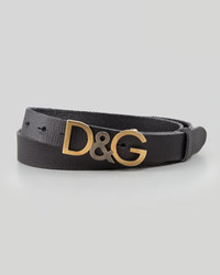 Dolce & Gabbana Leather Logo Letters Belt Black