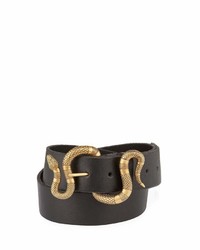 Gucci Leather Snake Buckle Belt