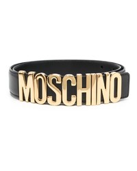 Moschino Logo Plaque Leather Belt