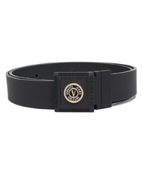 VERSACE JEANS COUTURE Logo Plaque Smooth Leather Belt