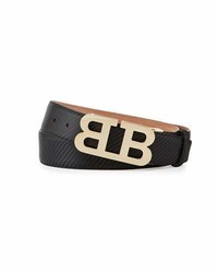 Bally Mirror B Buckle Leather Belt Black