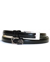 Overstock Black Leather Skinny Belt
