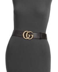 Gucci Pearly Gg Buckle Leather Belt