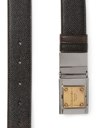 Dolce & Gabbana Reversible 3cm Cross Grain Leather Belt