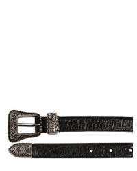 Saint Laurent 20mm Western Croc Embossed Leather Belt