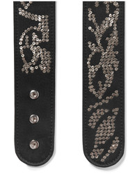 Alexander McQueen Sequined Leather Belt Black